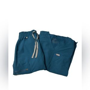 COPY - Figs Set Catarina One Pocket Top and Zamora High Waisted CARIBBEAN BLUE